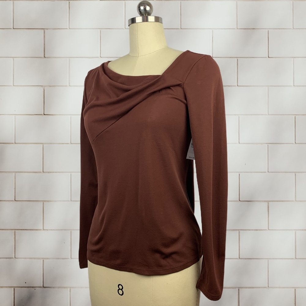 Ann Taylor Chocolate Lava Long-Sleeved Top M